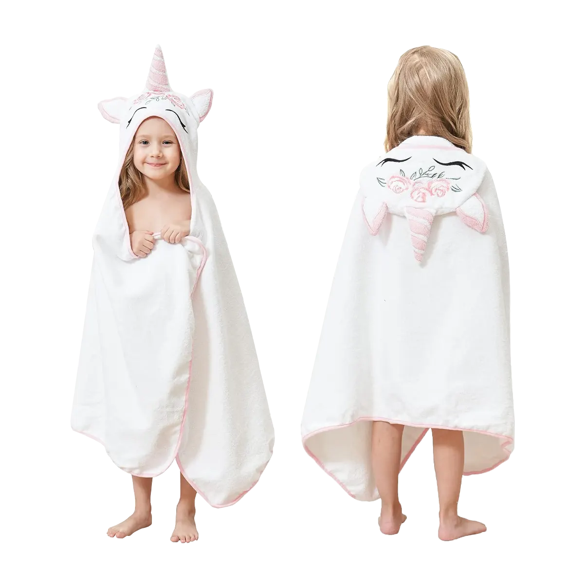 Unicorn Kids Beach Towels banner White Unicorn Hooded Towel for Kids